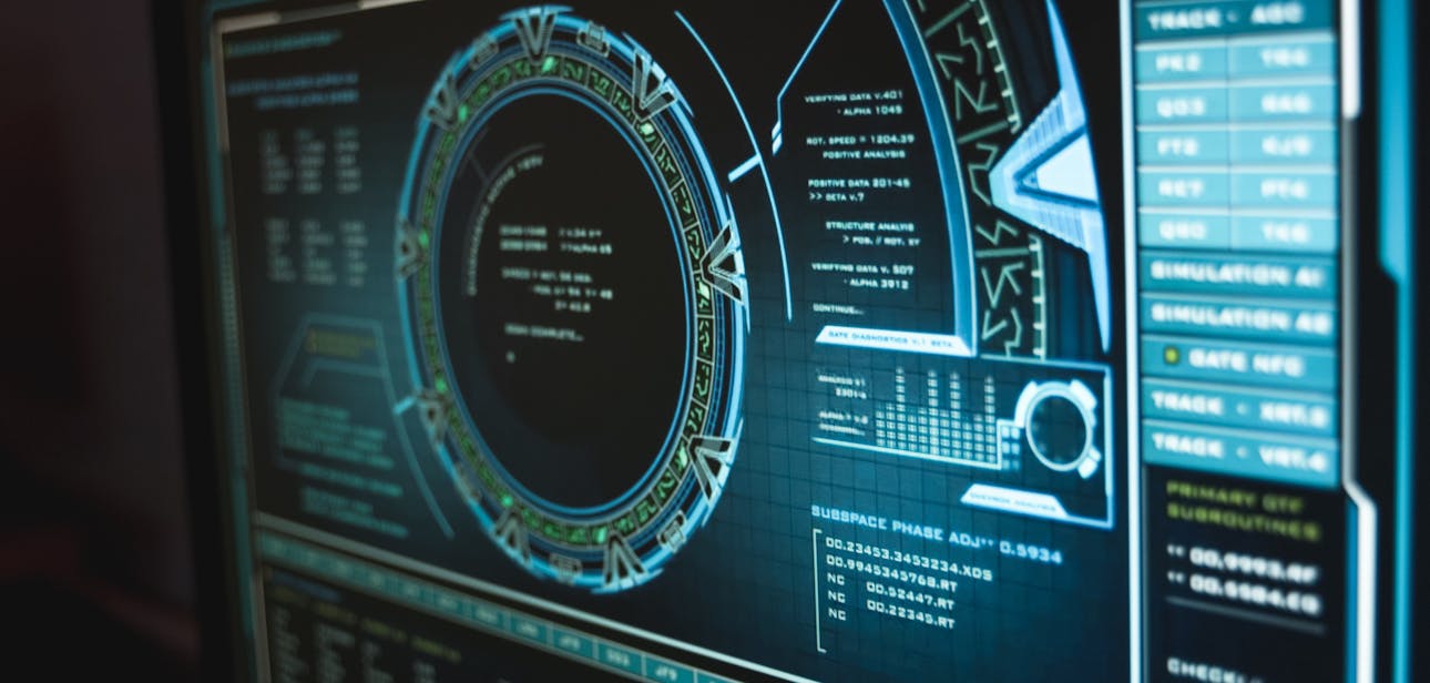 Close-up view of a high-tech computer interface displaying cyber security data, enhancing digital protection.