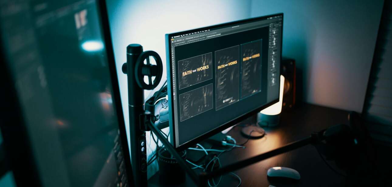 design templates on a flat screen computer monitor