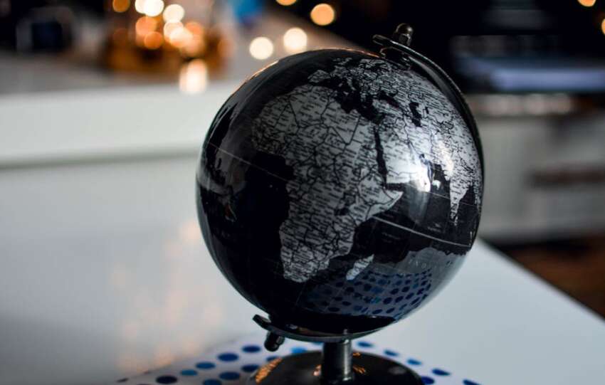black and gray desk globe